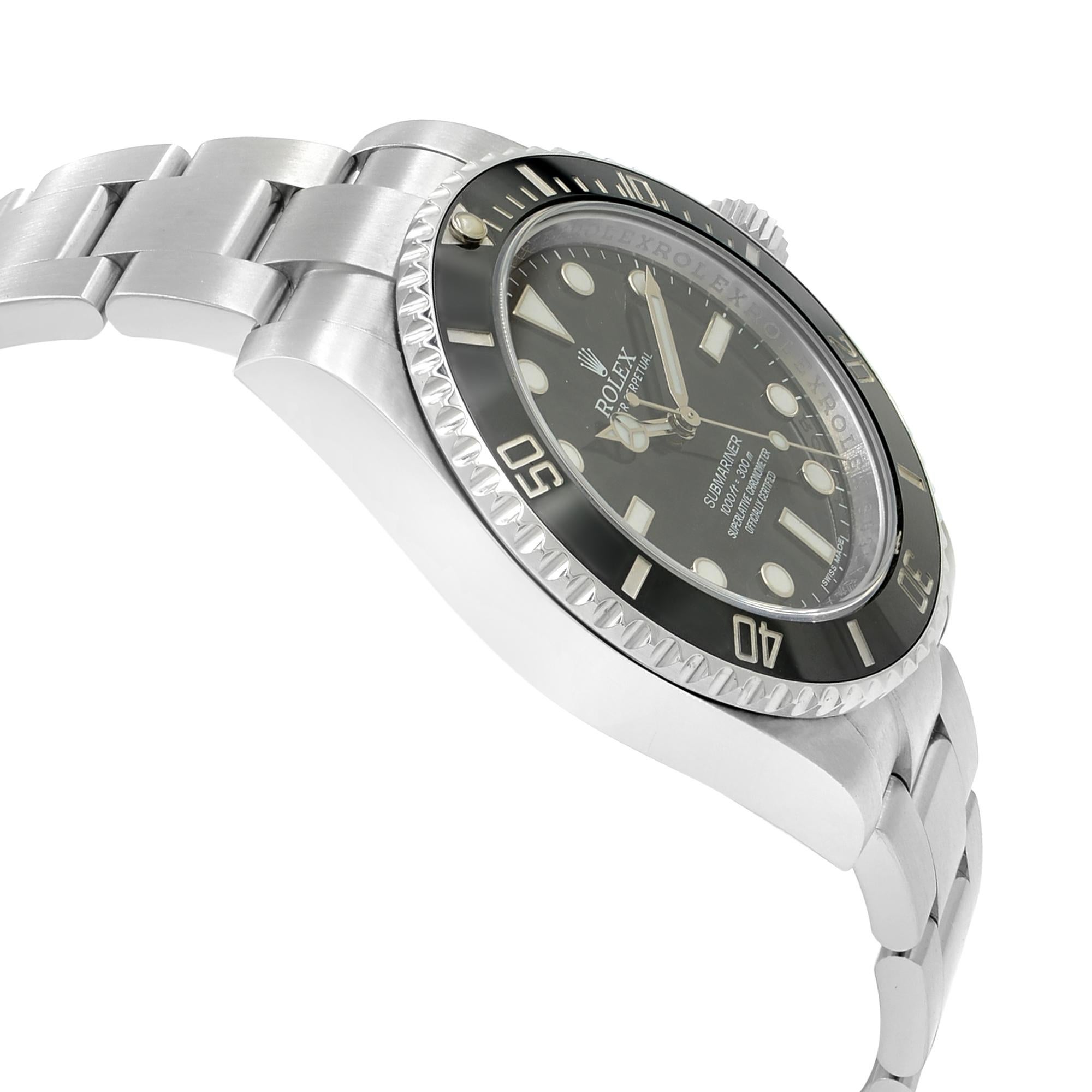 rolex submariner steel automatic black dial men's watch 114060