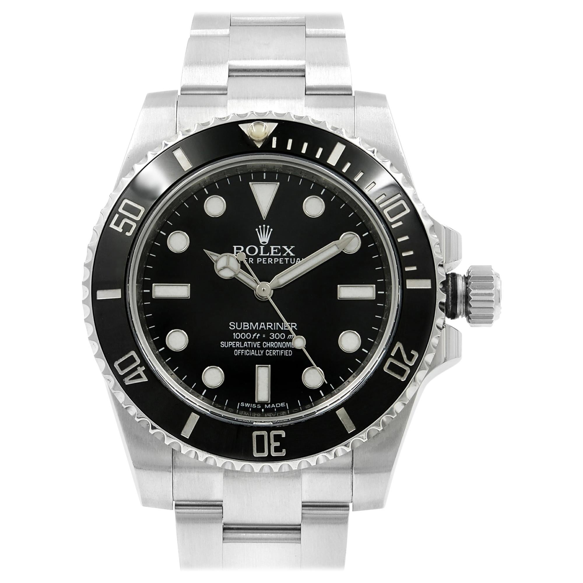 rolex submariner automatic black dial men's watch
