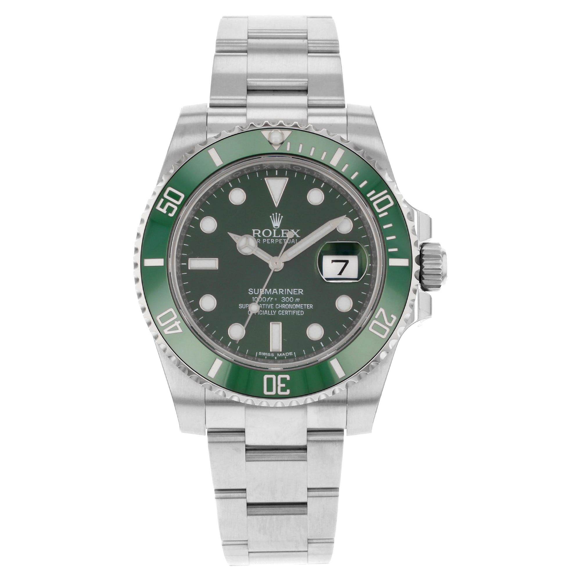 Rolex Submariner Steel Ceramic Hulk Green Dial Automatic Men's Watch 116610LV