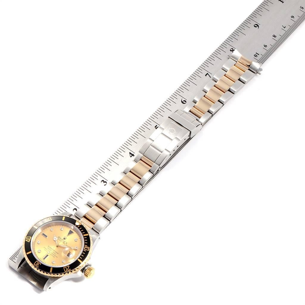 Rolex Submariner Steel Gold Diamond Sapphire Serti Dial Men's Watch 16613 For Sale 7