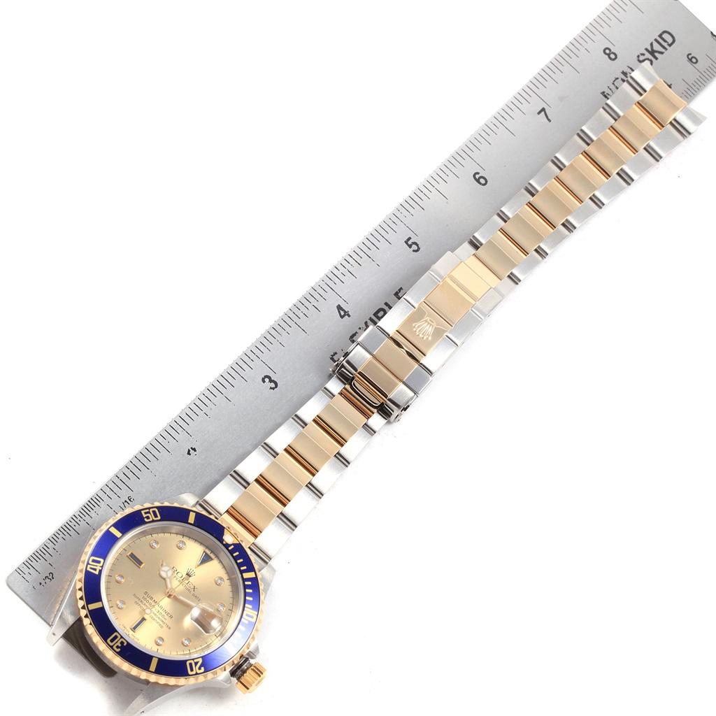 Rolex Submariner Steel Gold Diamond Sapphire Serti Dial Men’s Watch 16613 6