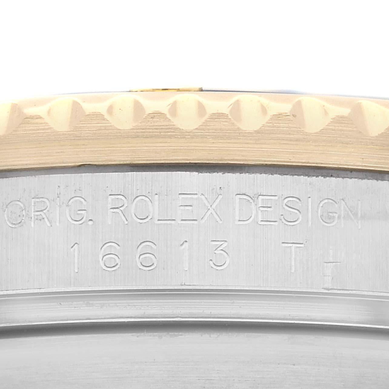 Rolex Submariner Steel Gold Diamond Sapphire Serti Dial Mens Watch 16613 In Good Condition For Sale In Atlanta, GA