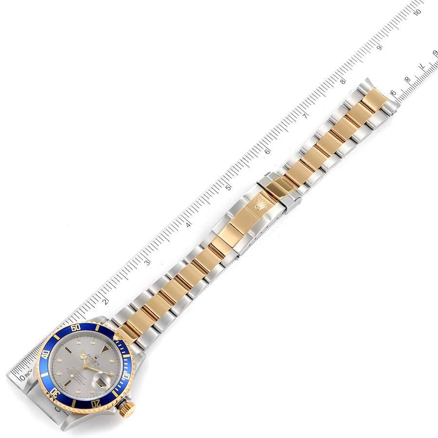 Rolex Submariner Steel Gold Diamond Sapphire Serti Dial Mens Watch 16613 For Sale 5