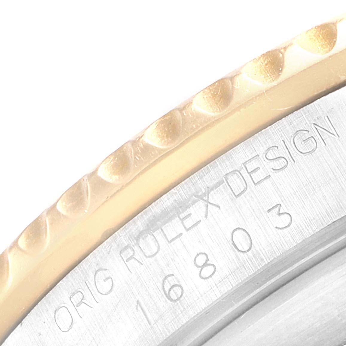 Men's Rolex Submariner Steel Gold Slate Diamond Sapphire Serti Dial Watch 16803