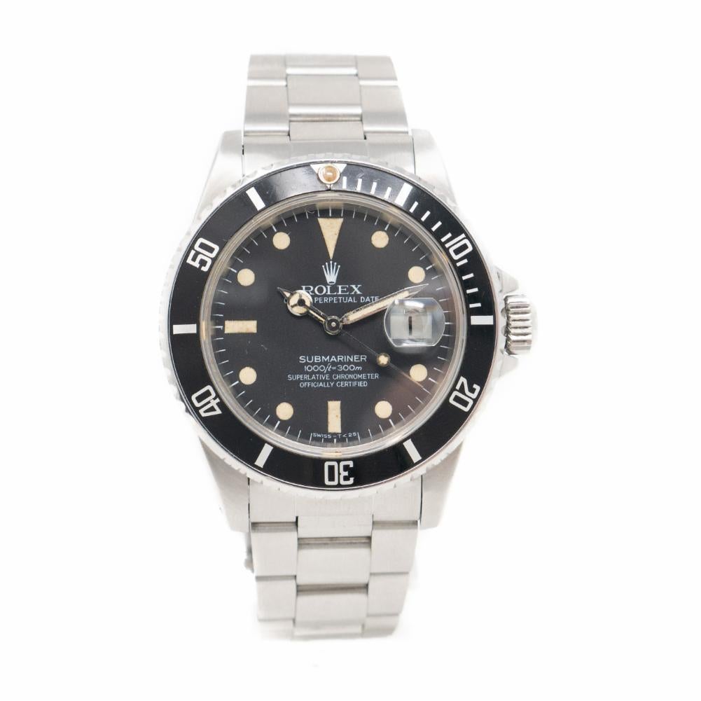 Rolex Submariner Steel Men’s Oyster Bracelet Watch Date 16800, Matte Dial For Sale