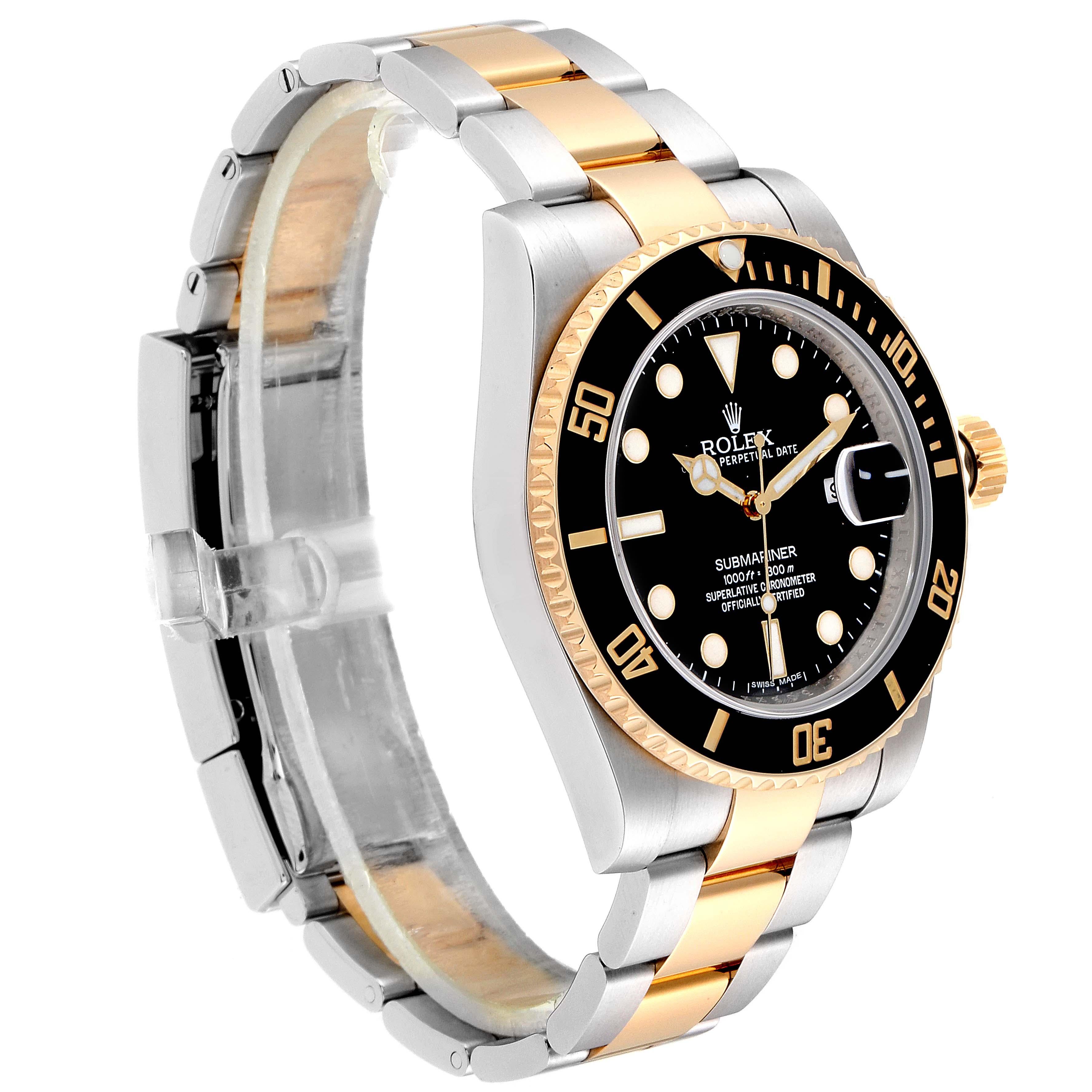 Rolex Submariner Steel Yellow Gold Black Dial Automatic Men's Watch 116613 In Excellent Condition For Sale In Atlanta, GA