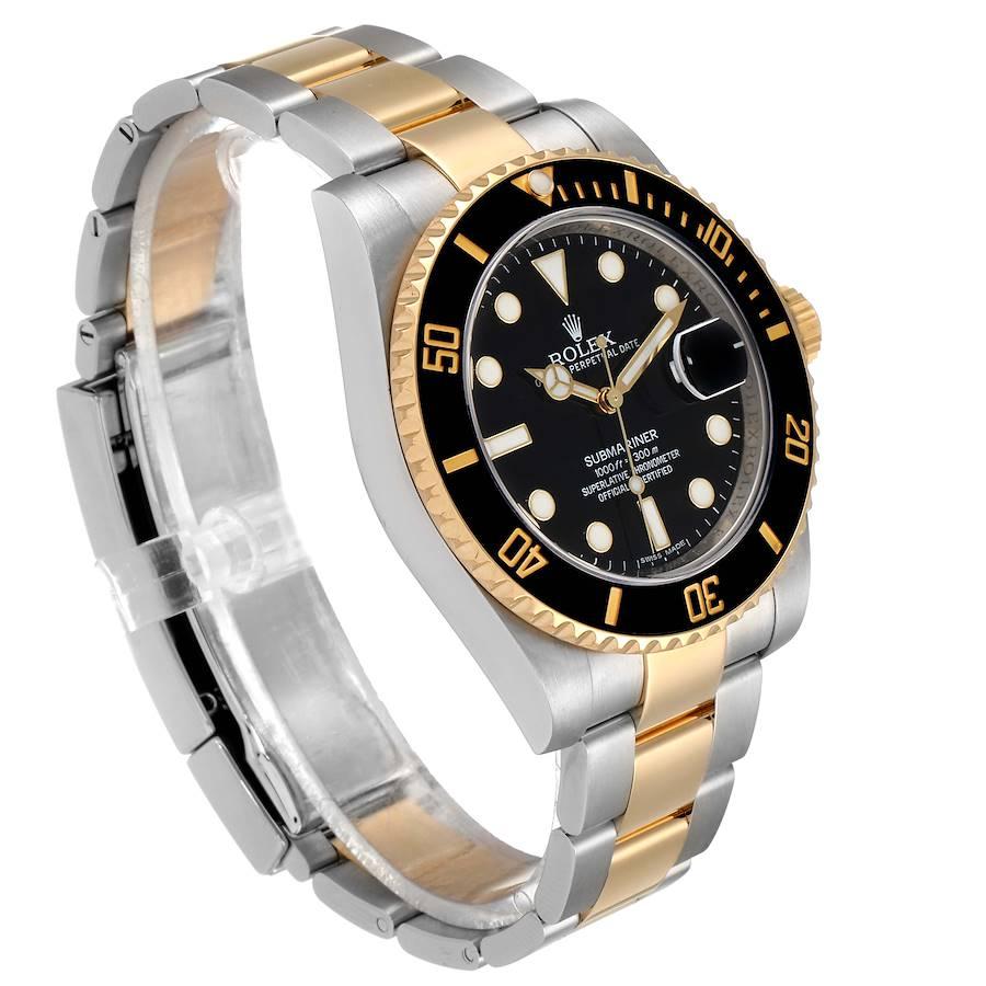 Rolex Submariner Steel Yellow Gold Black Dial Automatic Men's Watch 116613 In Excellent Condition For Sale In Atlanta, GA