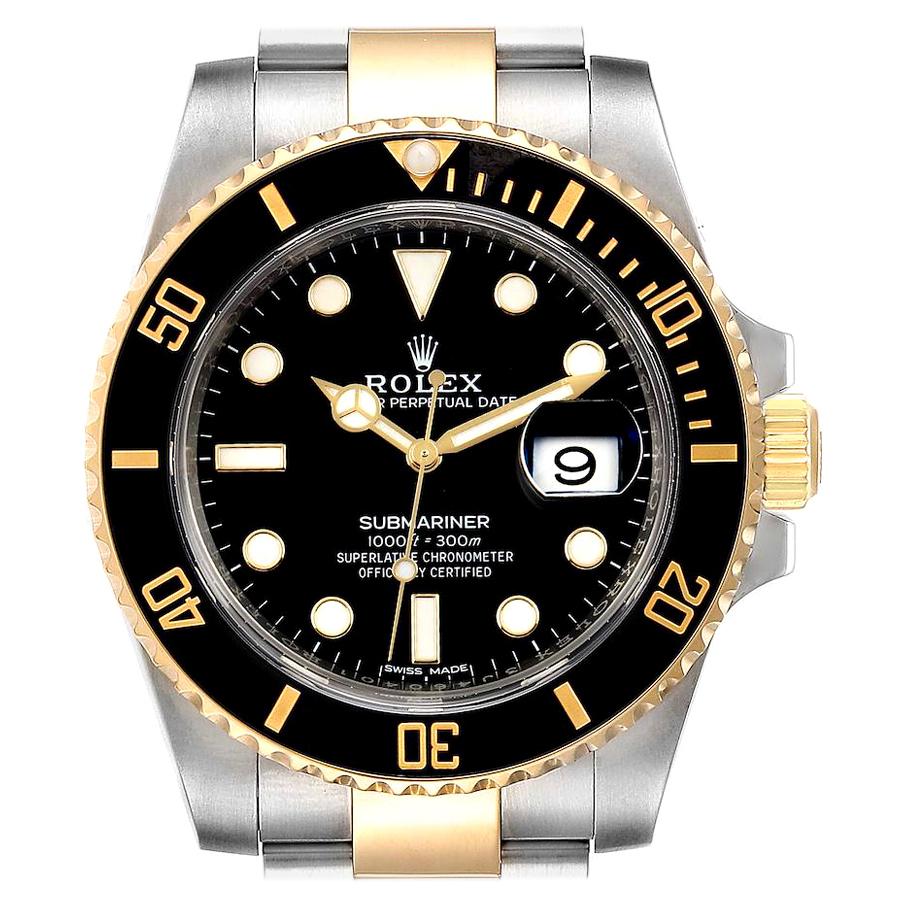 Rolex Submariner Steel Yellow Gold Black Dial Automatic Men's Watch 116613