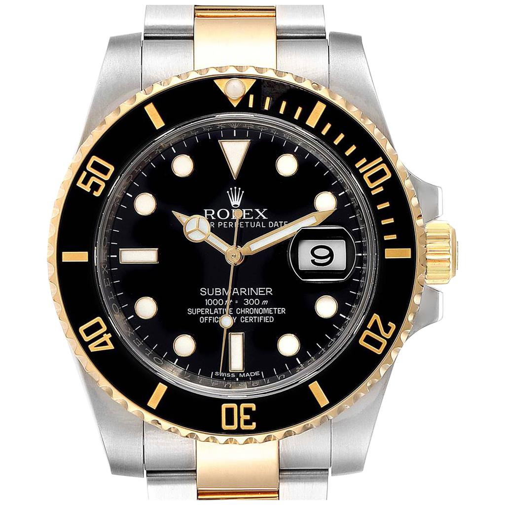 Rolex Submariner Steel Yellow Gold Black Dial Automatic Men's Watch 116613 For Sale