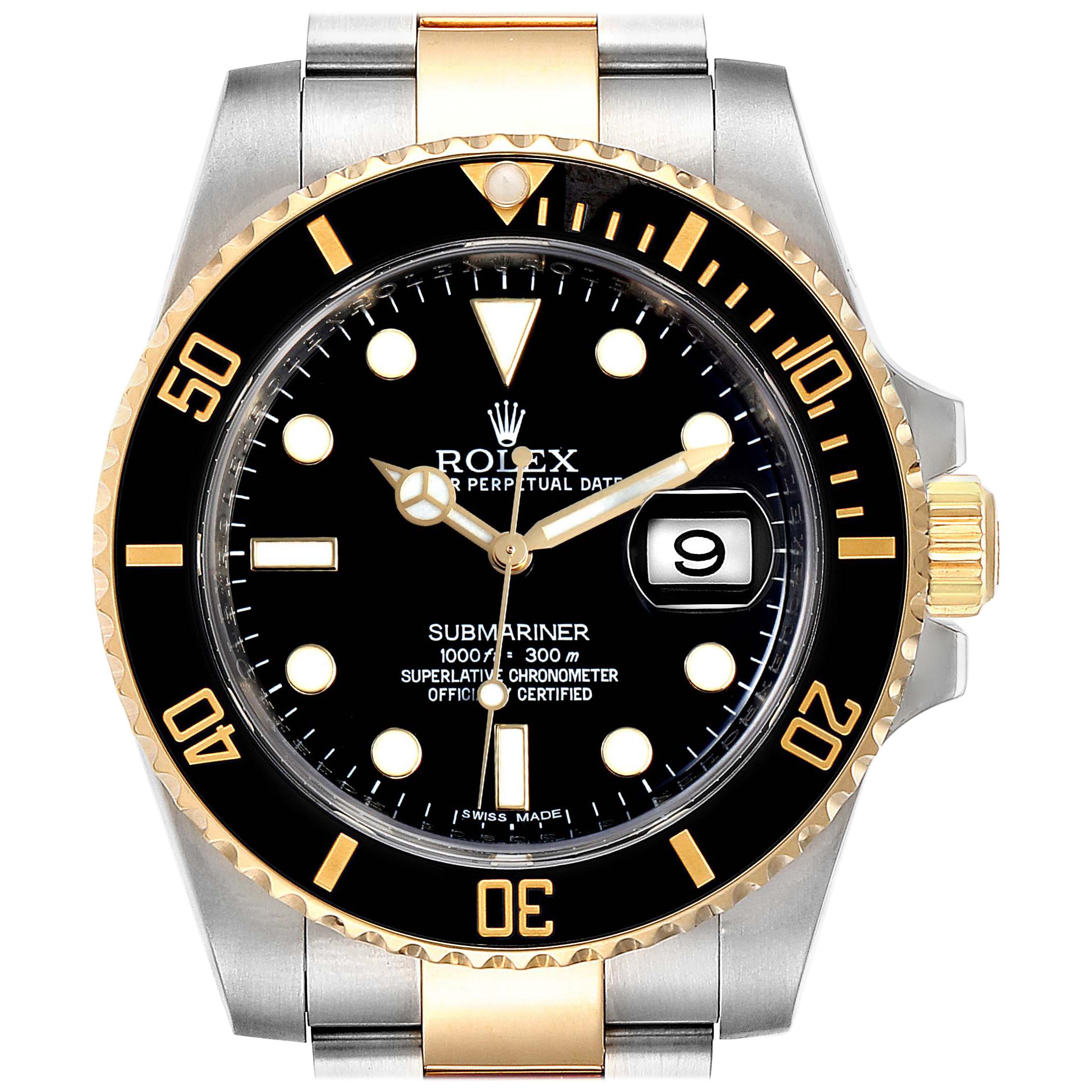 Rolex Submariner Steel Yellow Gold Black Dial Automatic Men's Watch 116613 For Sale