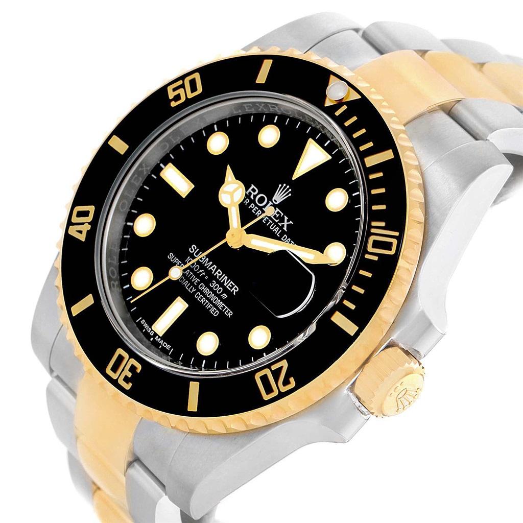 Rolex Submariner Steel Yellow Gold Black Dial Automatic Watch 116613 In Excellent Condition In Atlanta, GA