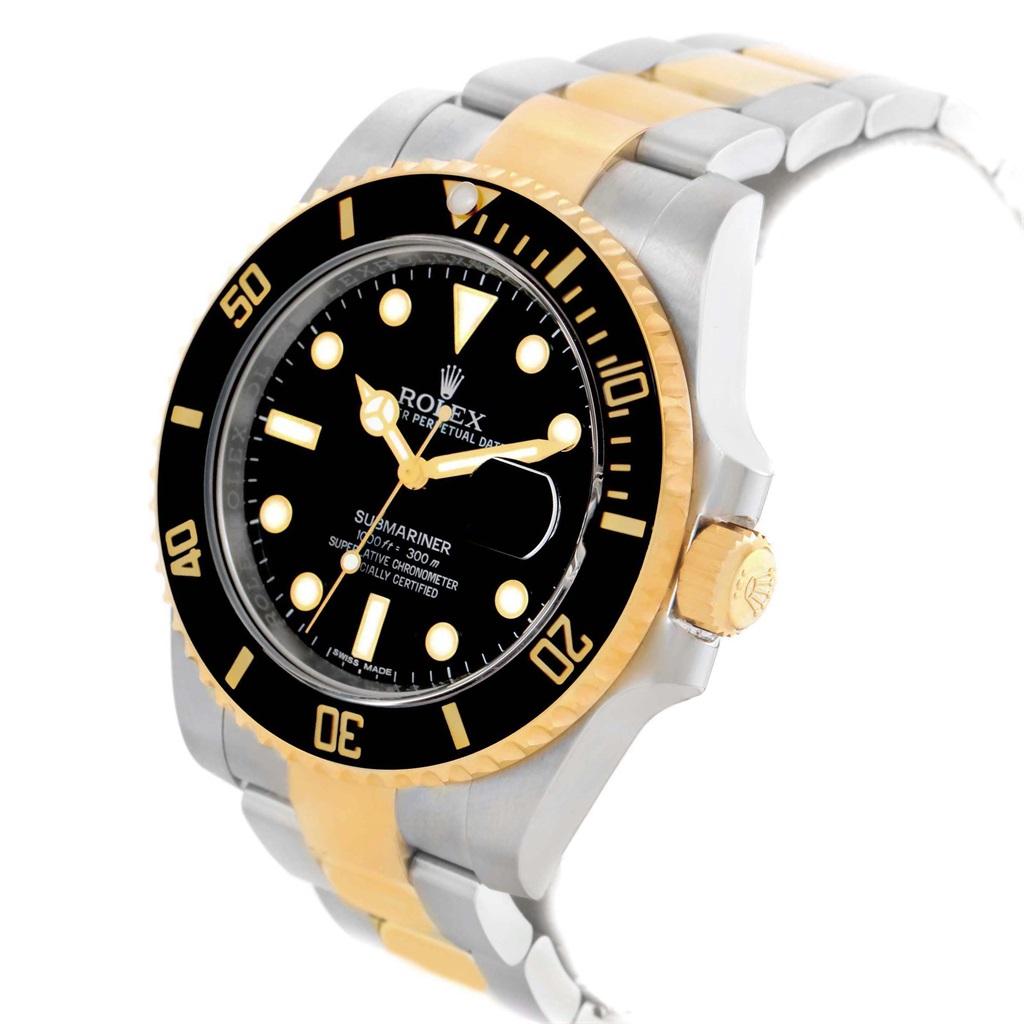 Men's Rolex Submariner Steel Yellow Gold Black Dial Automatic Watch 116613