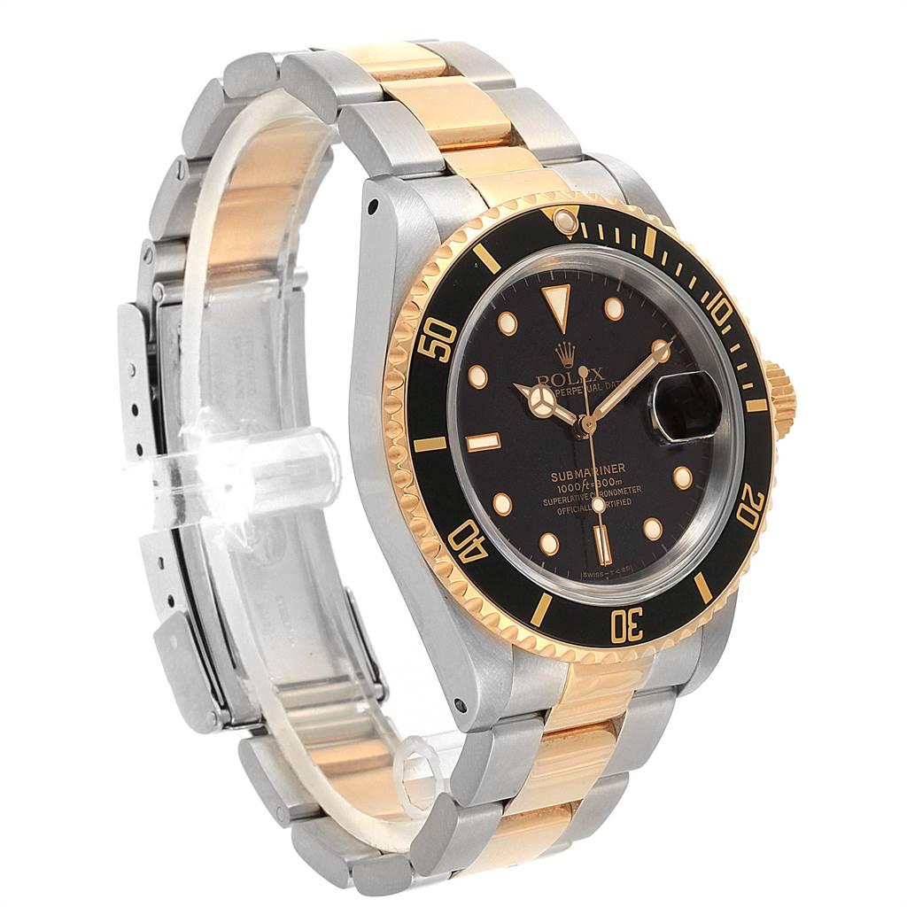 Rolex Submariner Steel Yellow Gold Black Dial Bezel Men's Watch 16613 For Sale 1