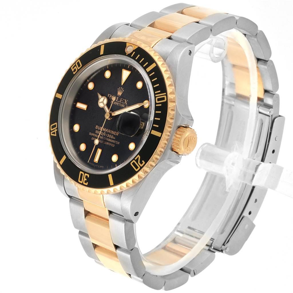 Rolex Submariner Steel Yellow Gold Black Dial Bezel Men's Watch 16613 For Sale 2