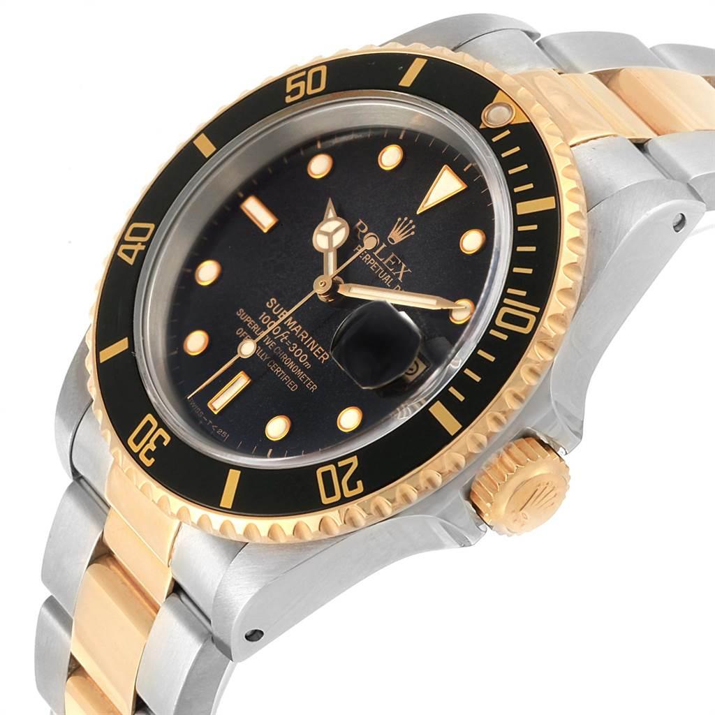 Rolex Submariner Steel Yellow Gold Black Dial Bezel Men's Watch 16613 For Sale 3