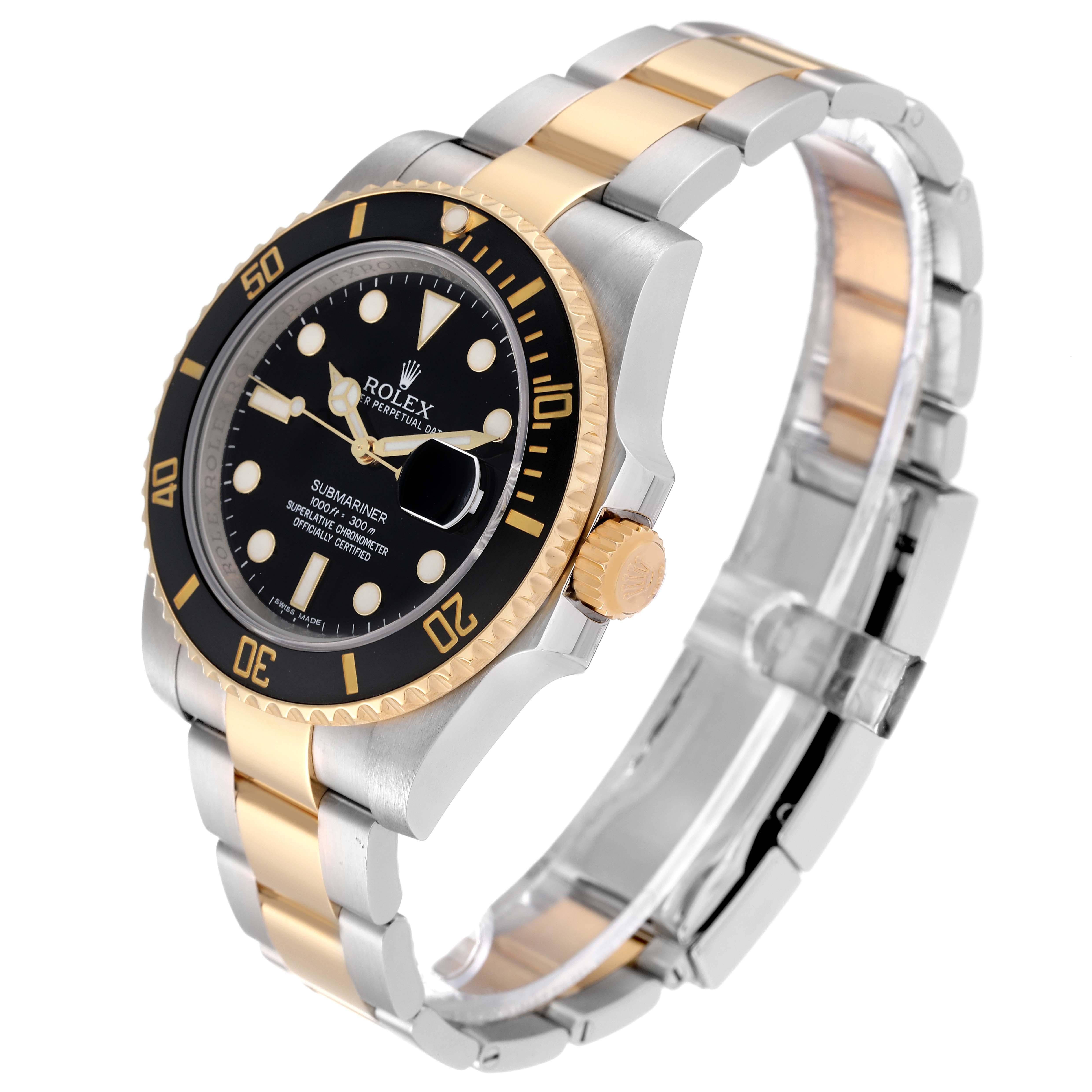 Rolex Submariner Steel Yellow Gold Black Dial Mens Watch 116613 Box Card 7