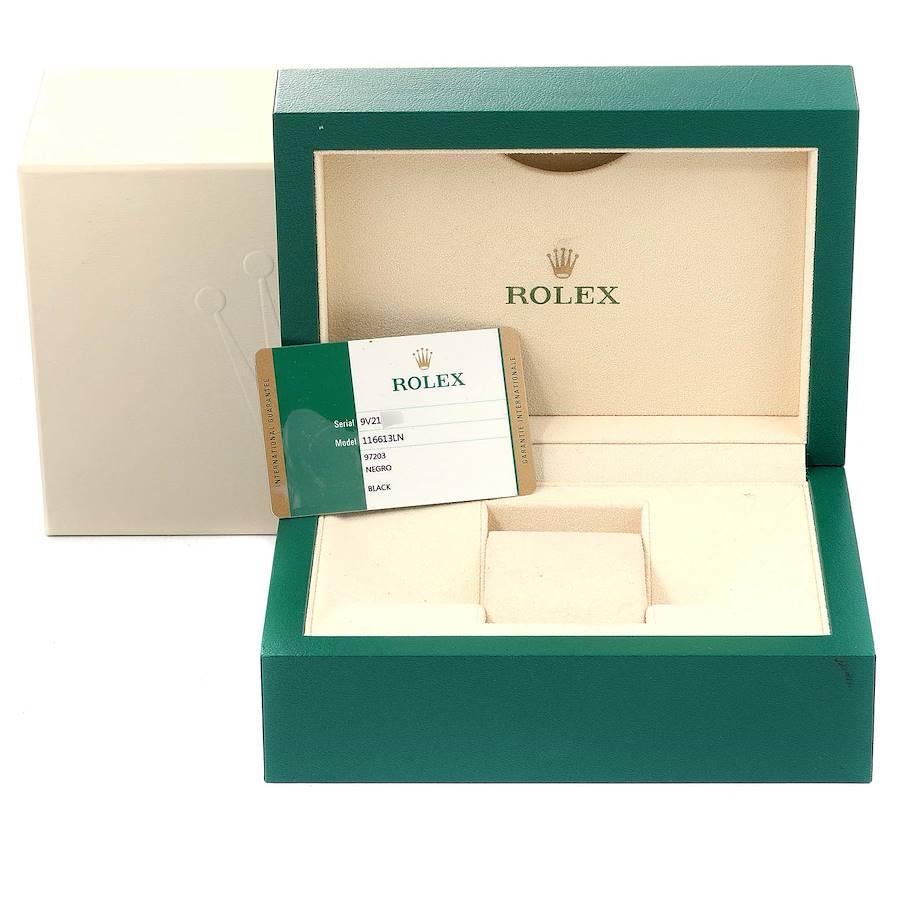 Rolex Submariner Steel Yellow Gold Black Dial Mens Watch 116613 Box Card For Sale 8
