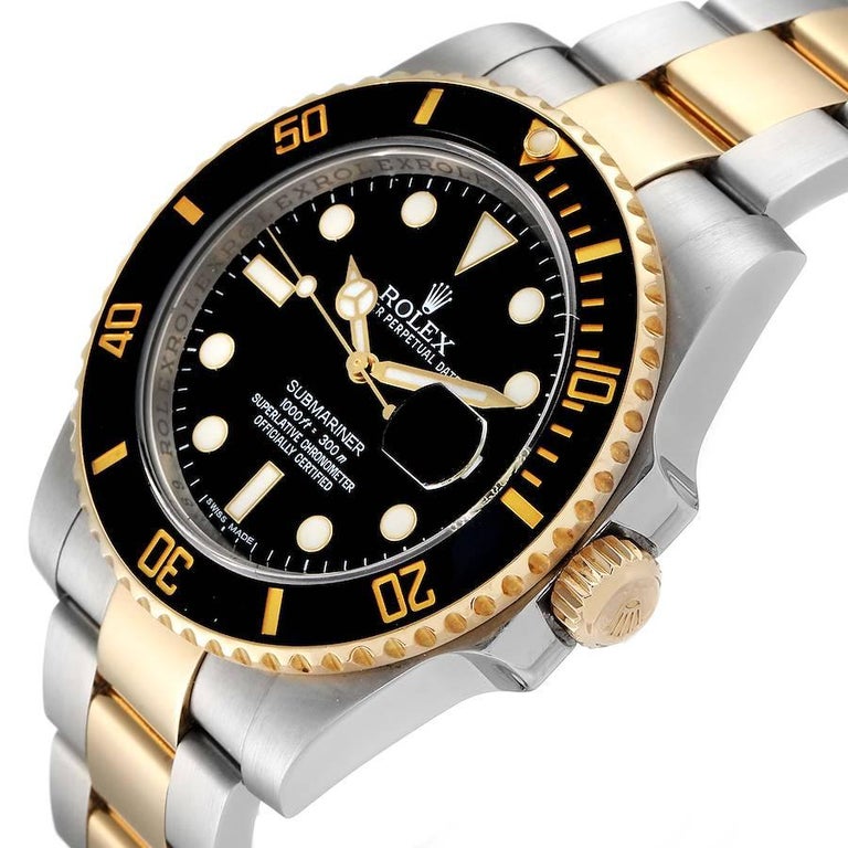 Rolex Submariner Steel Yellow Gold Black Dial Mens Watch 116613 Box Card 1
