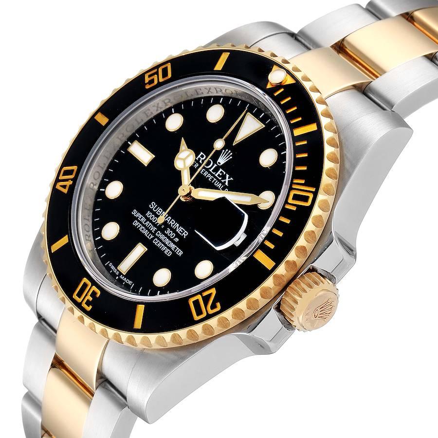 Rolex Submariner Steel Yellow Gold Black Dial Mens Watch 116613 Box Card For Sale 1