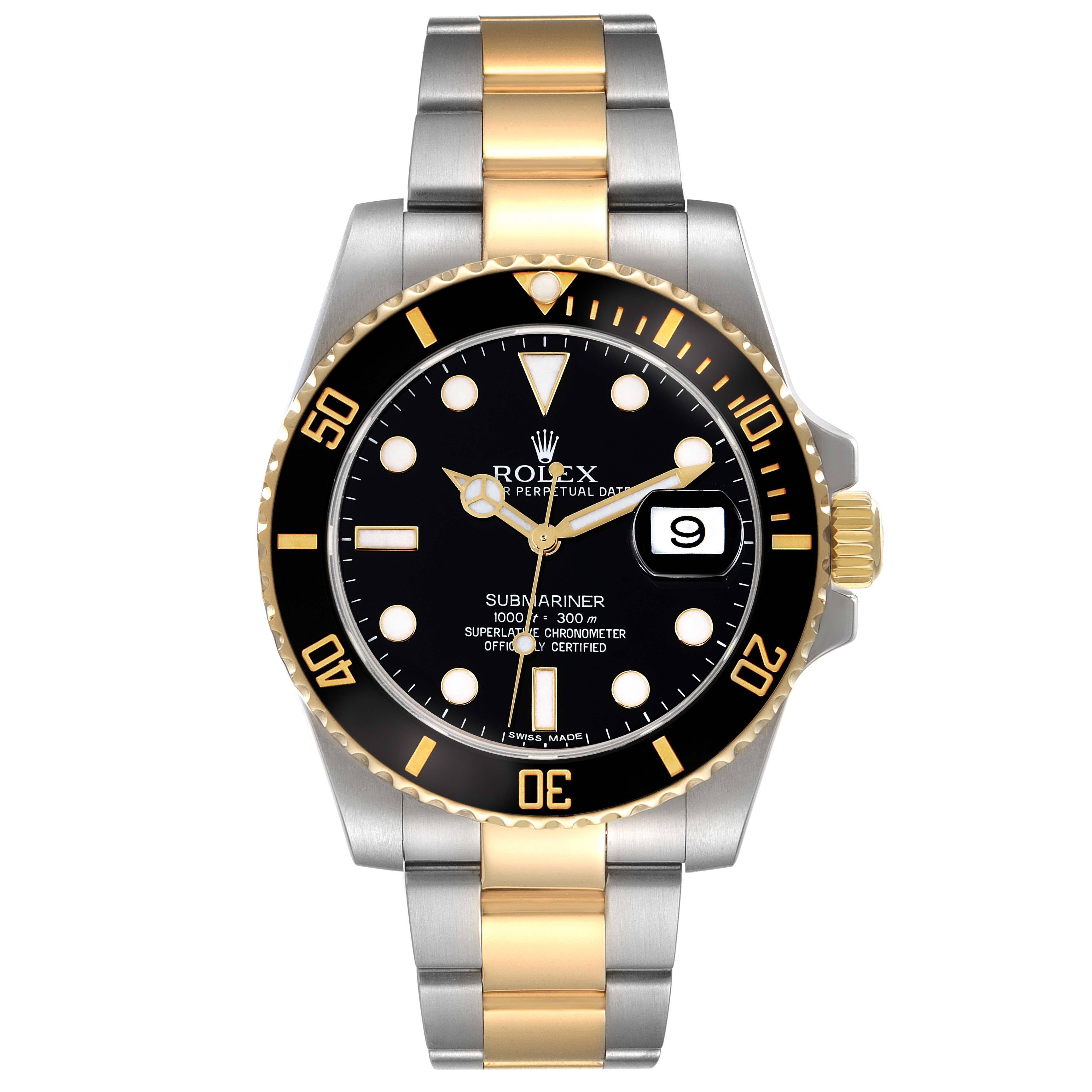 Rolex Submariner Steel Yellow Gold Black Dial Mens Watch 116613 Box Card 4
