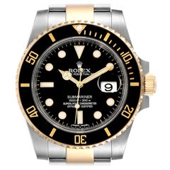 Rolex Submariner Steel Yellow Gold Black Dial Mens Watch 116613 Box Card