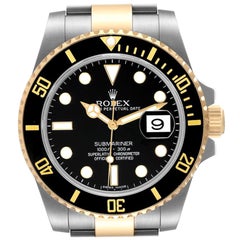Rolex Submariner Steel Yellow Gold Black Dial Mens Watch 116613 Box Card