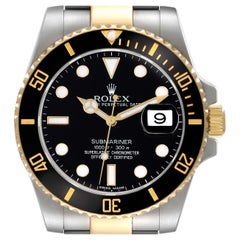 Rolex Submariner Steel Yellow Gold Black Dial Mens Watch 116613 Box Card