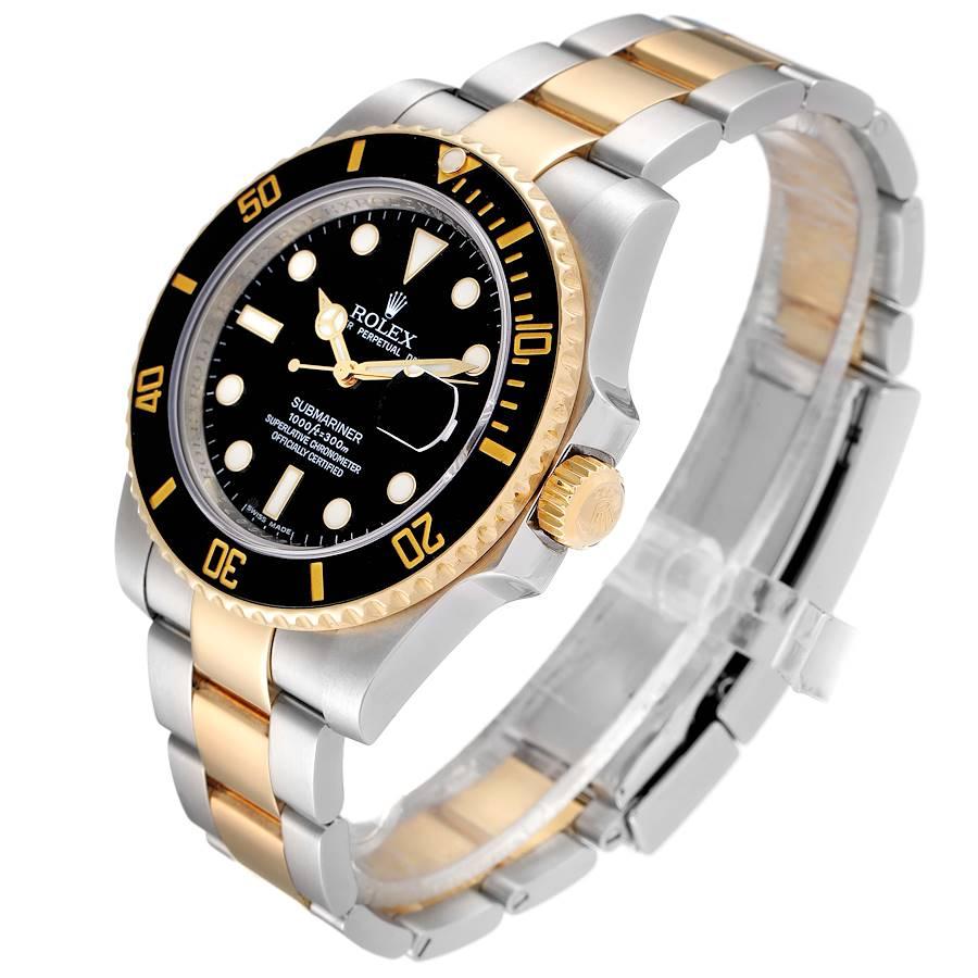 Rolex Submariner Steel Yellow Gold Black Dial Mens Watch 116613 Pour hommes en vente