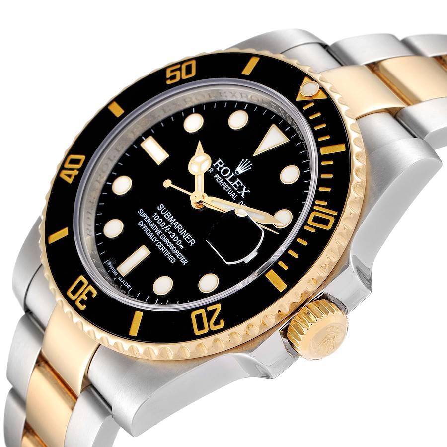 Rolex Submariner Steel Yellow Gold Black Dial Mens Watch 116613 en vente 1