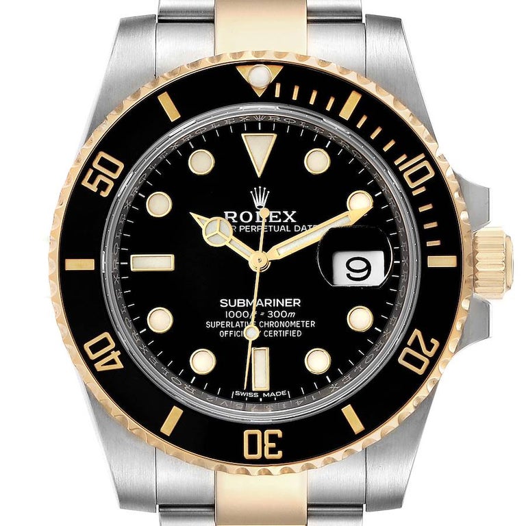 Rolex Submariner Steel Yellow Gold Black Dial Mens Watch 116613 Unworn