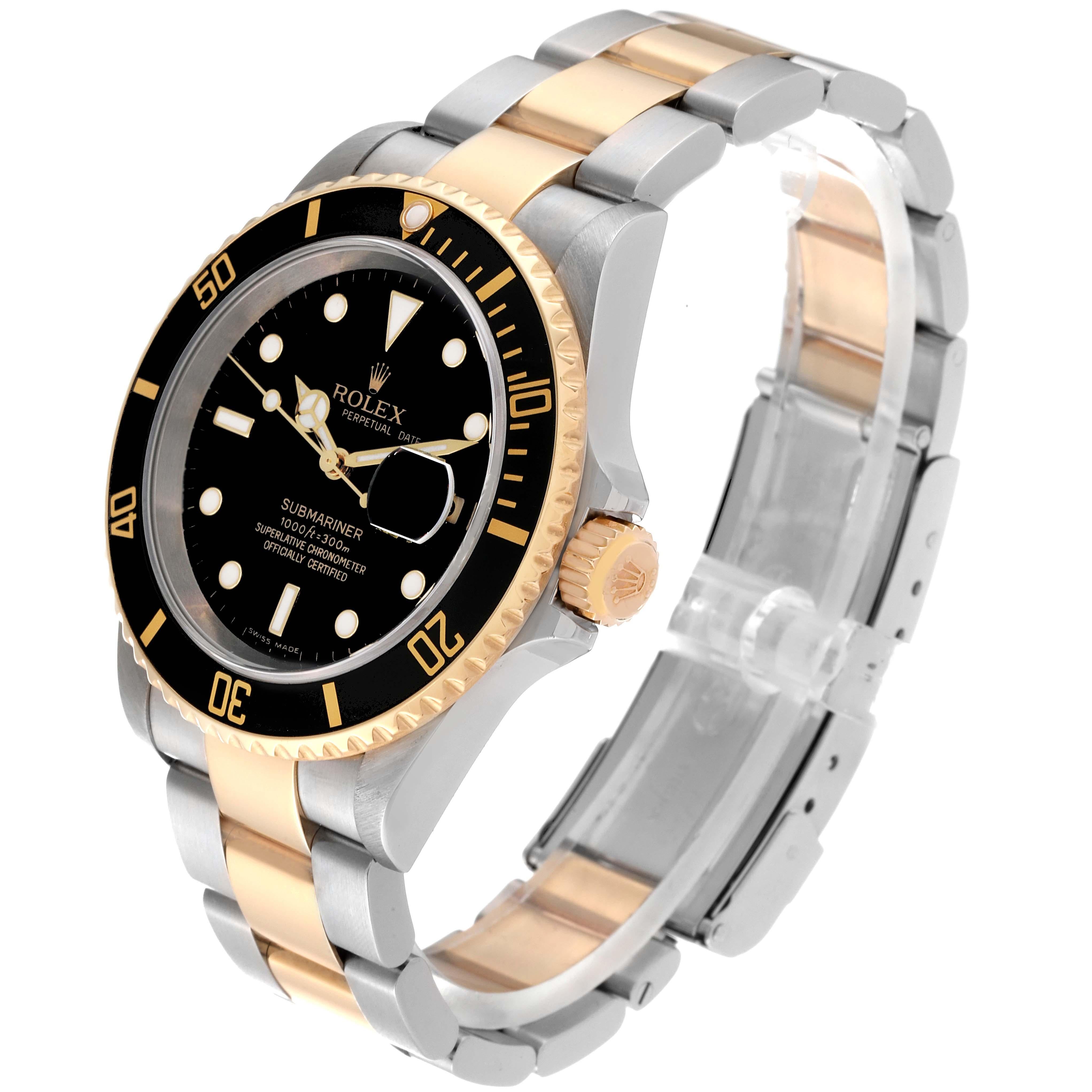 Rolex Submariner Steel Yellow Gold Black Dial Mens Watch 16613 Box Papers 6