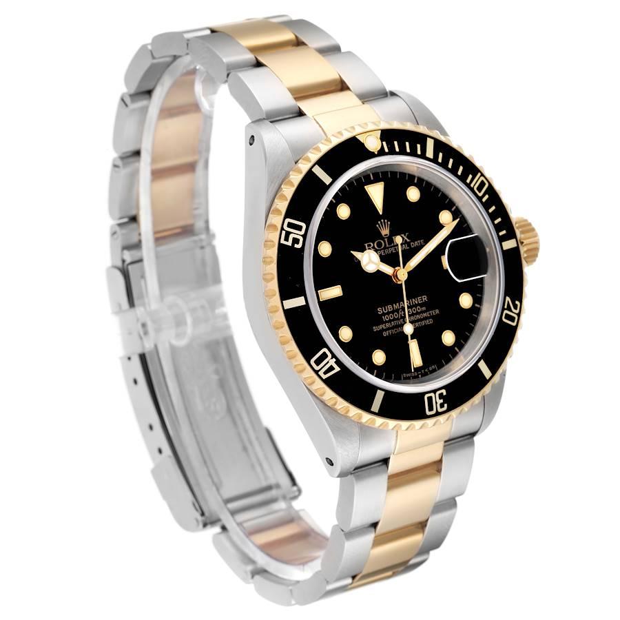 Rolex Submariner Steel Yellow Gold Black Dial Mens Watch 16613 Box Papers In Excellent Condition In Atlanta, GA