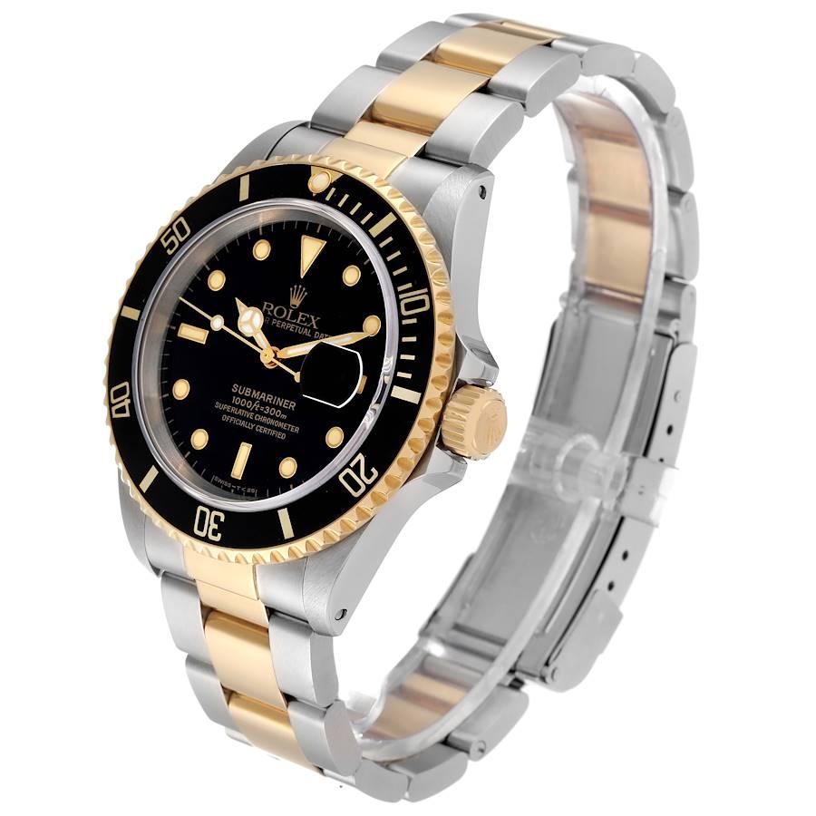 Men's Rolex Submariner Steel Yellow Gold Black Dial Mens Watch 16613 Box Papers