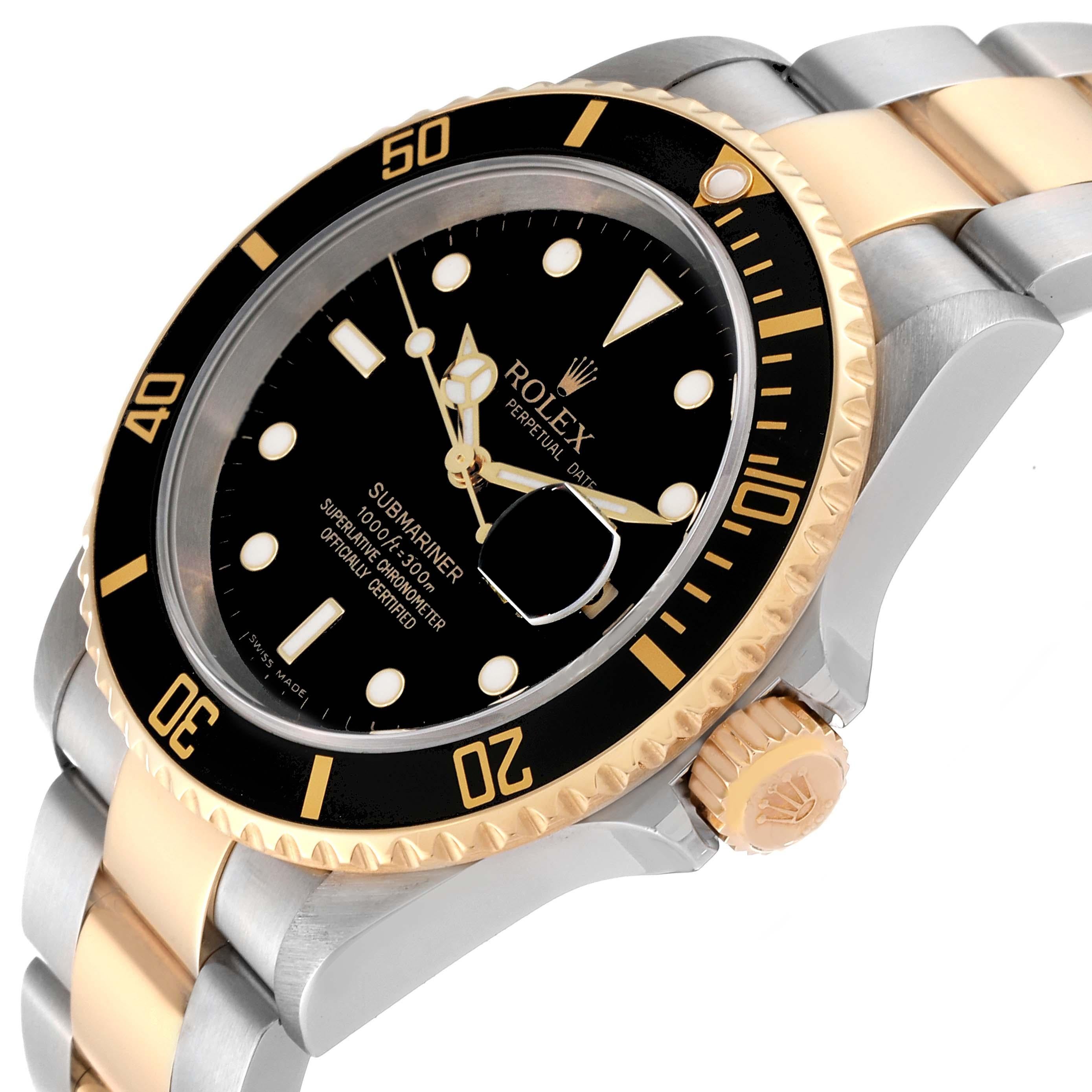 Rolex Submariner Steel Yellow Gold Black Dial Mens Watch 16613 Box Papers 1