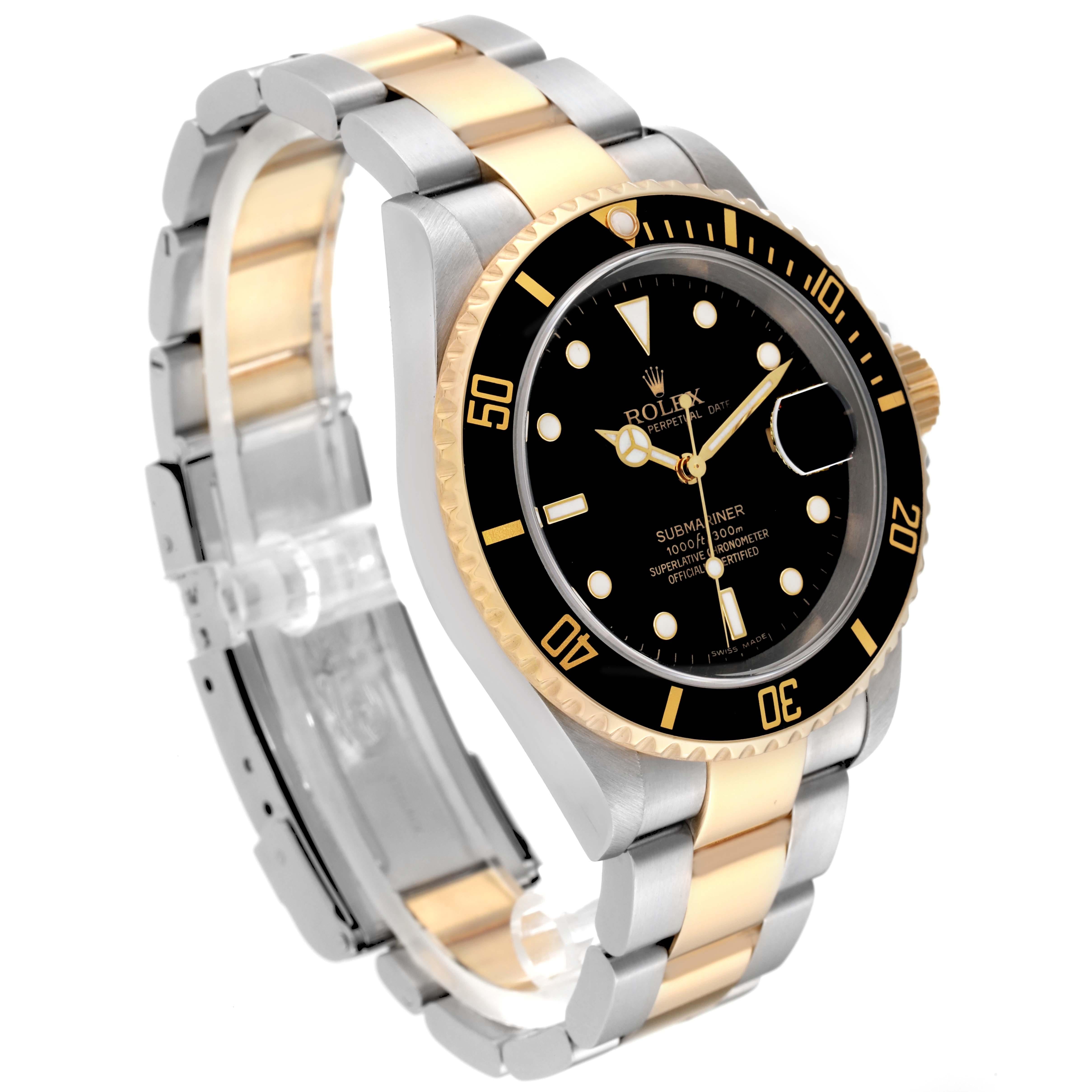 Rolex Submariner Steel Yellow Gold Black Dial Mens Watch 16613 Box Papers 2