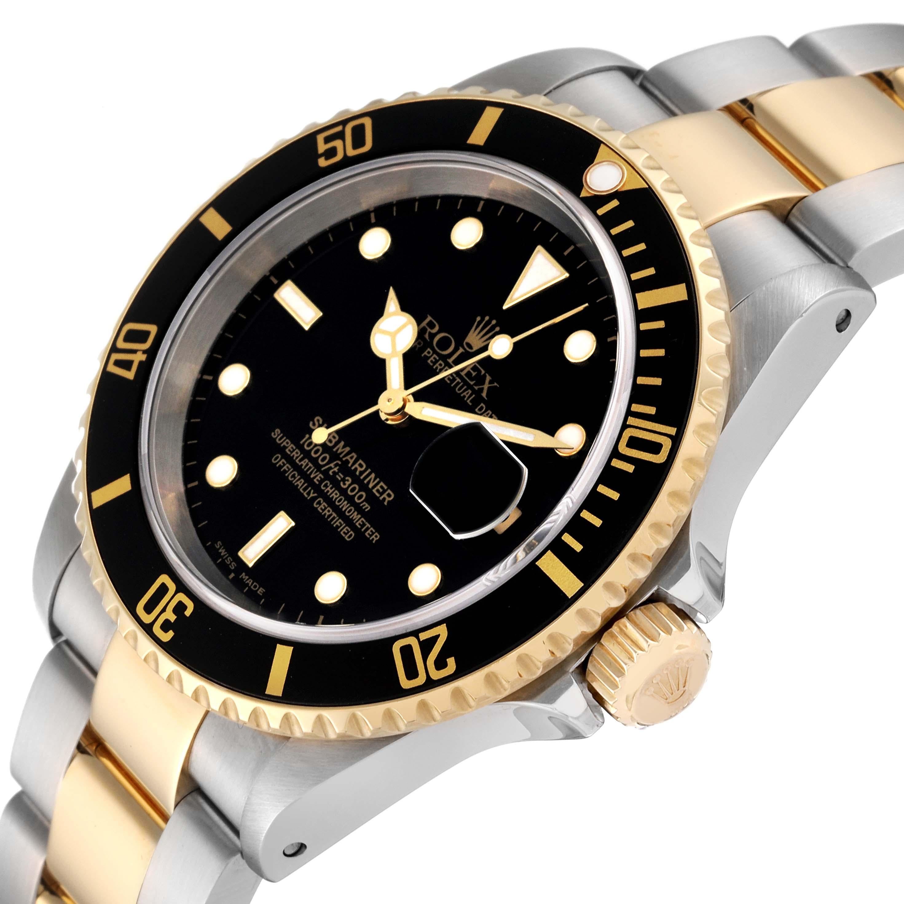 Rolex Submariner Steel Yellow Gold Black Dial Mens Watch 16613 Box Papers 3