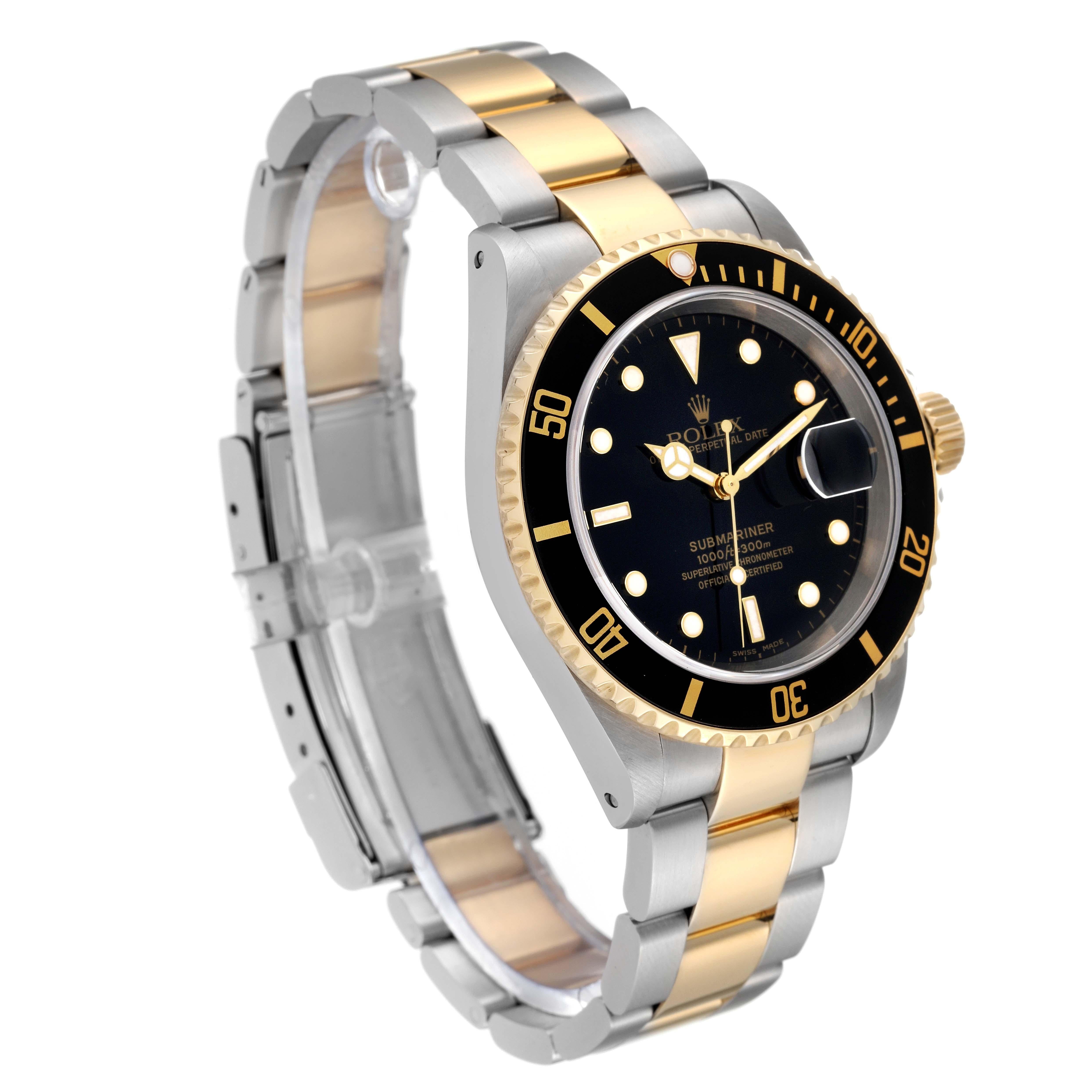 Rolex Submariner Steel Yellow Gold Black Dial Mens Watch 16613 Box Papers 4