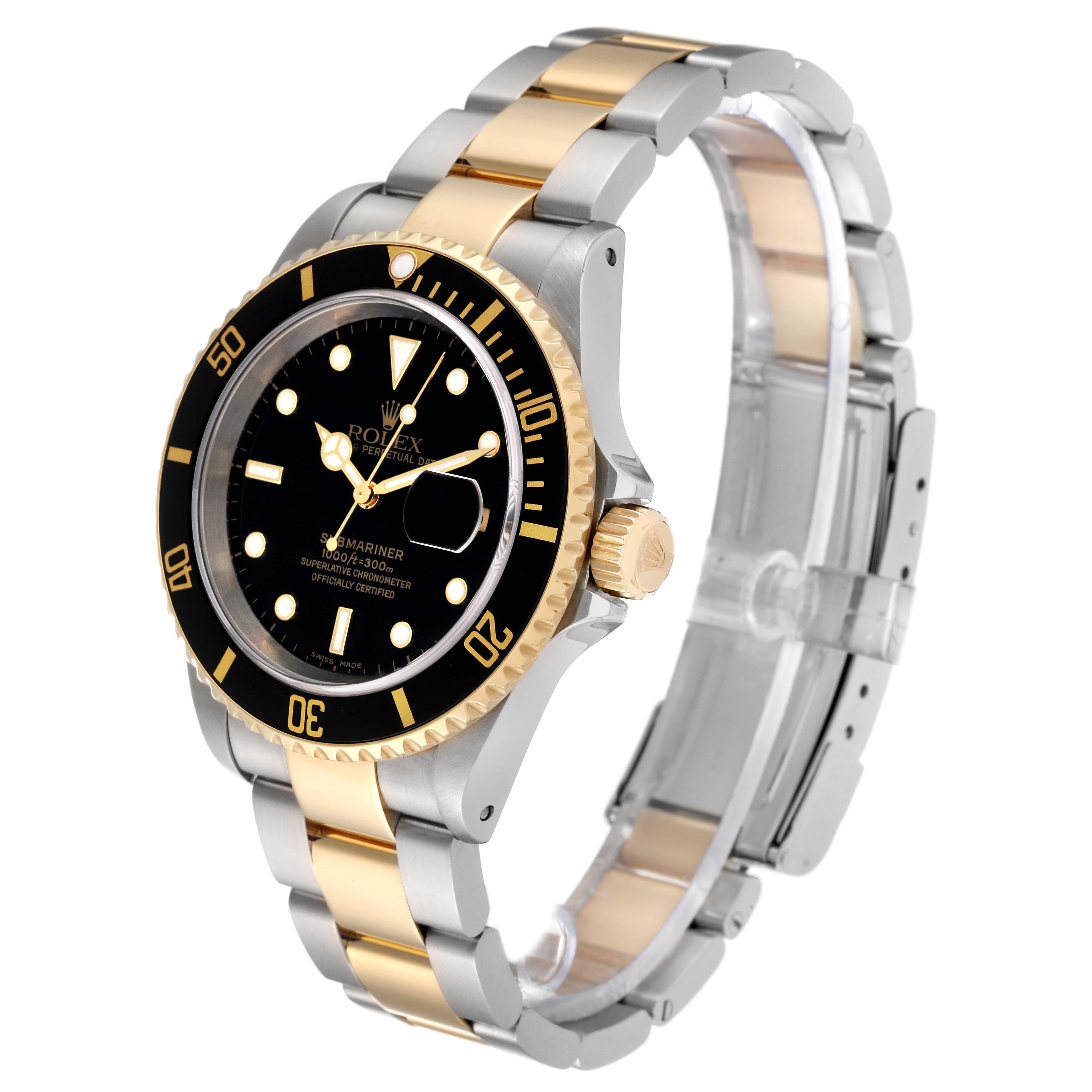 Rolex Submariner Steel Yellow Gold Black Dial Mens Watch 16613 Box Papers 5