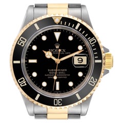 Vintage Rolex Submariner Steel Yellow Gold Black Dial Mens Watch 16613 Box Papers