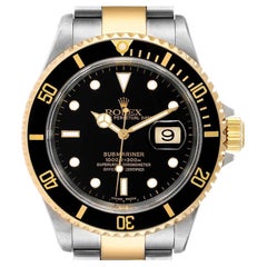 Rolex Submariner Steel Yellow Gold Black Dial Mens Watch 16613 Box Papers