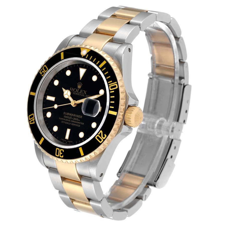 Rolex Submariner Steel Yellow Gold Black Dial Mens Watch 16613 Pour hommes en vente