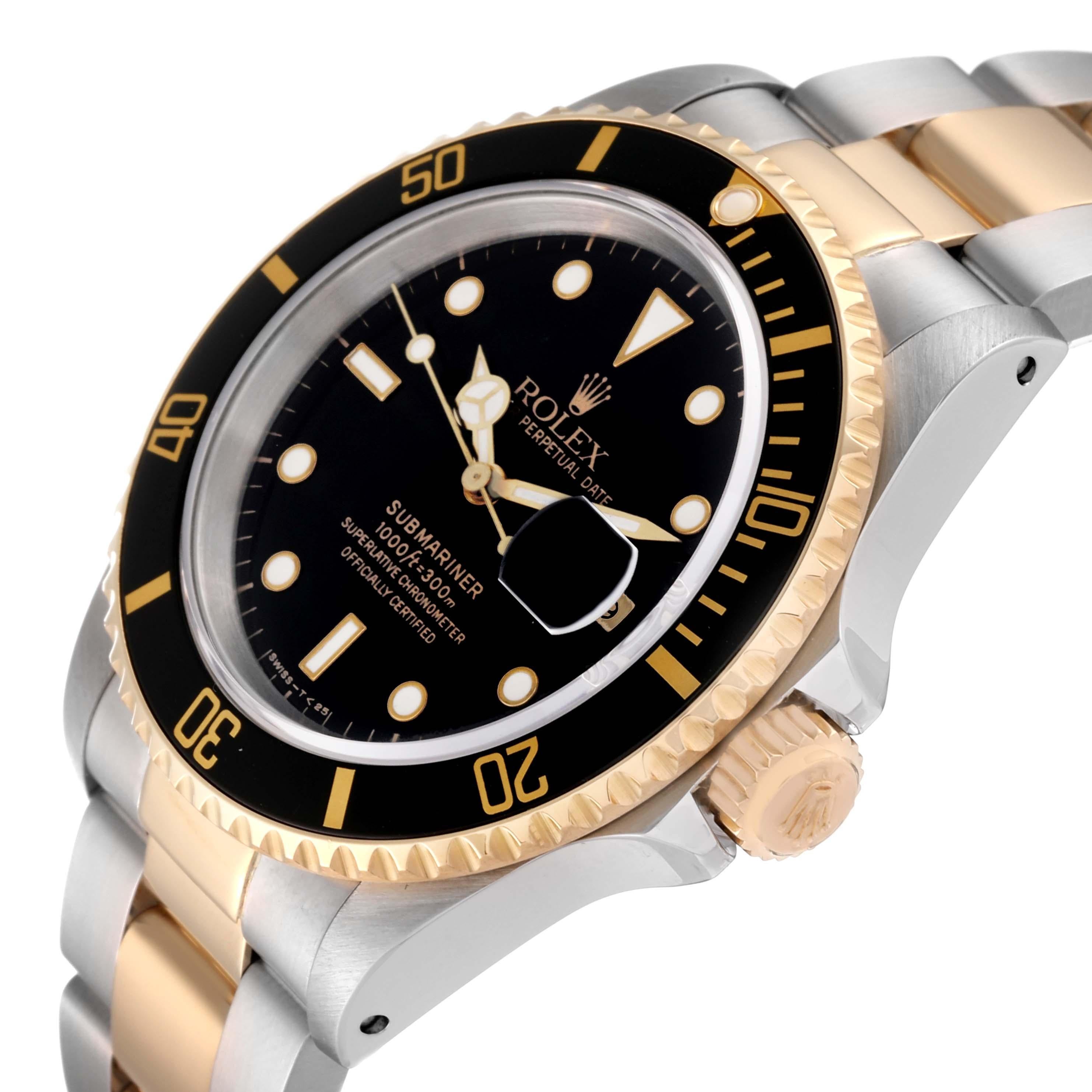 Rolex Submariner Steel Yellow Gold Black Dial Mens Watch 16613 1