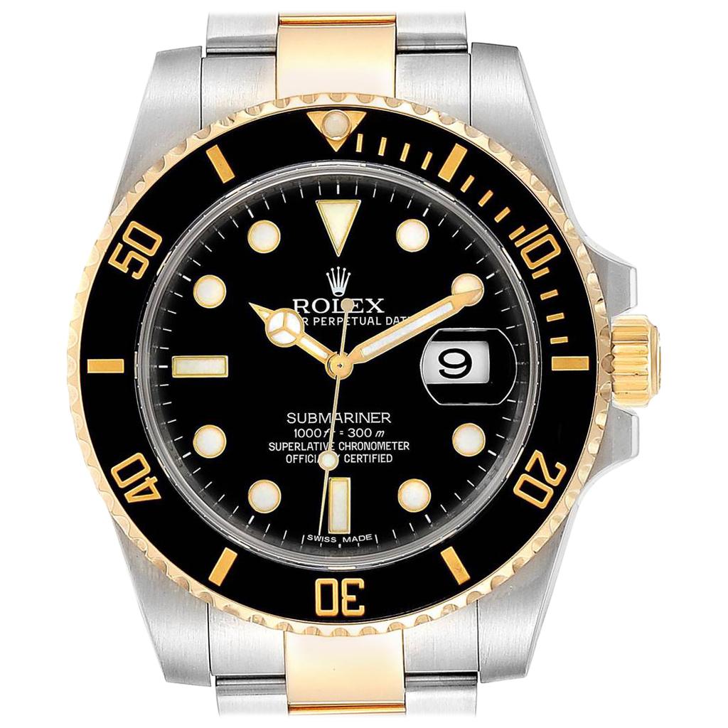 Rolex Submariner Steel Yellow Gold Black Dial Steel Men's Watch 116613