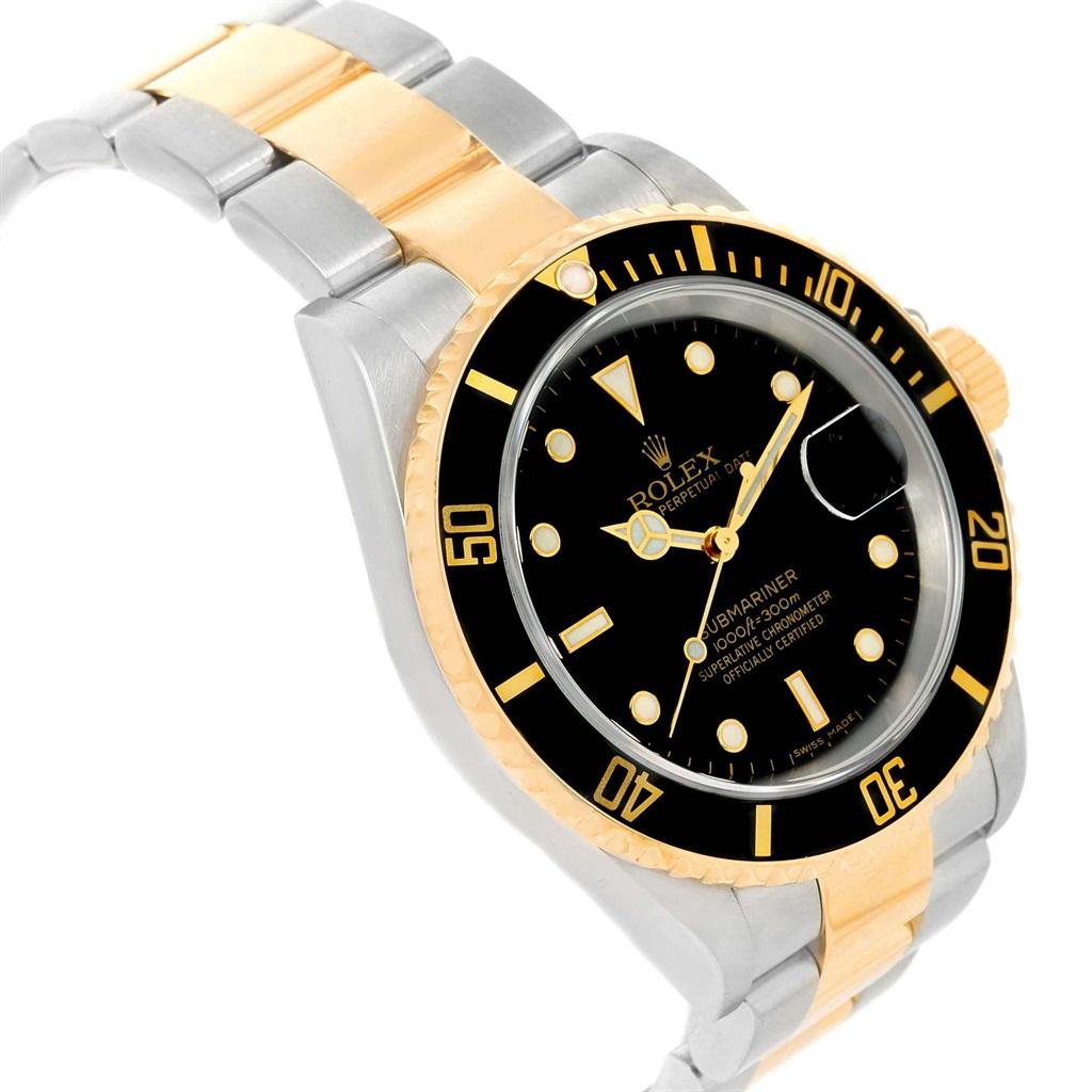 Rolex Submariner Steel Yellow Gold Black Dial Steel Men’s Watch 16613 In Excellent Condition In Atlanta, GA