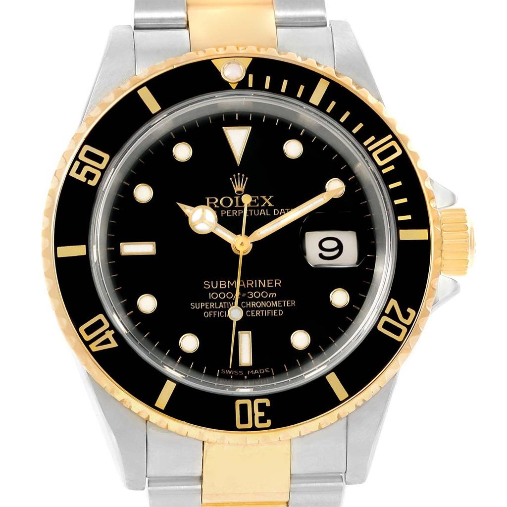 Rolex Submariner Steel Yellow Gold Black Dial Steel Men’s Watch 16613