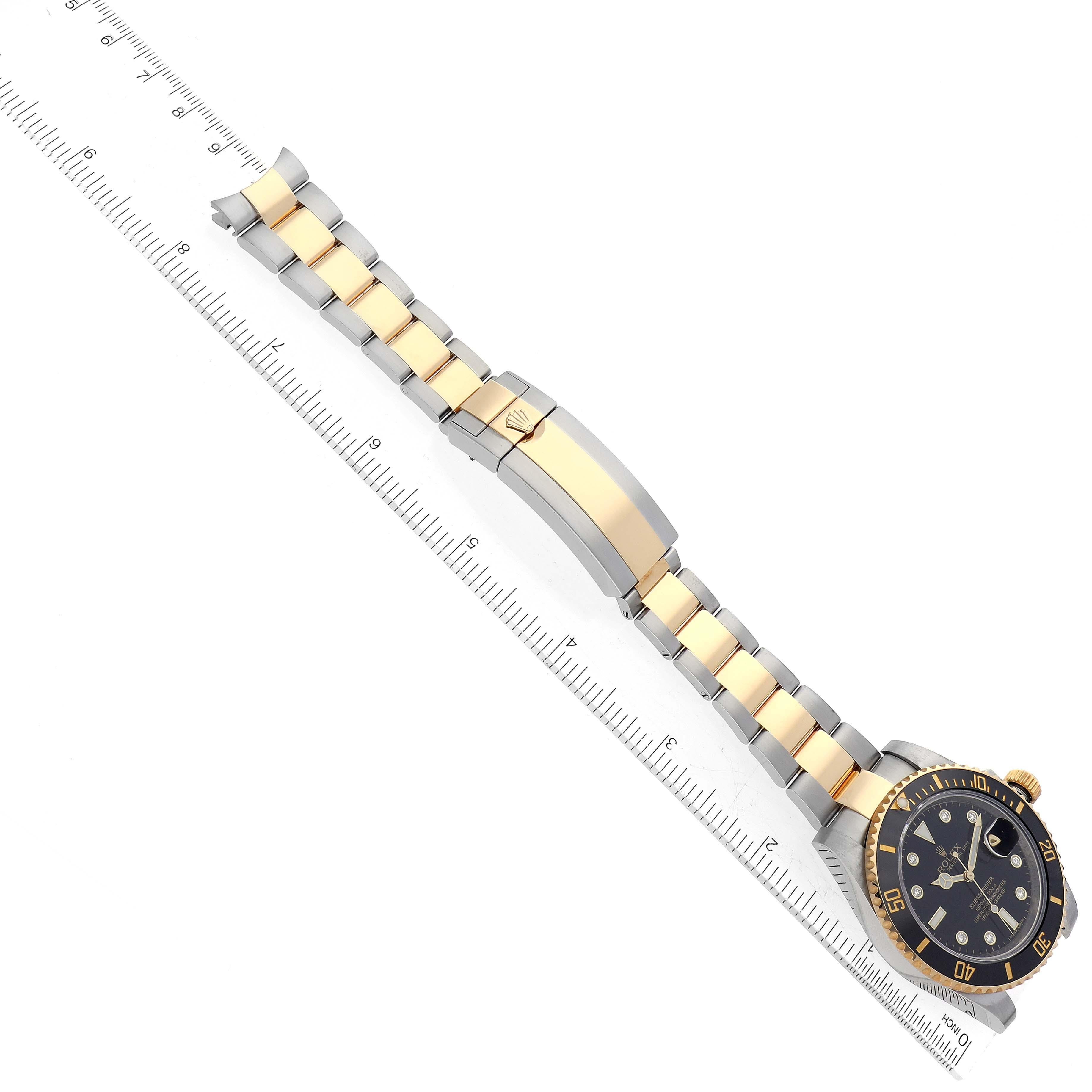 Rolex Submariner Stahl-Herrenuhr aus Gelbgold mit schwarzem Diamant-Zifferblatt 116613 im Angebot 8