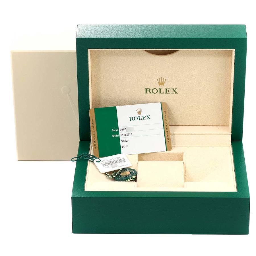Rolex Submariner Steel Yellow Gold Blue Dial Mens Watch 116613 Box Card For Sale 6
