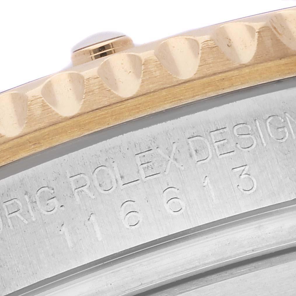 Montre Rolex Submariner en acier, or jaune, cadran bleu, pour hommes, 116613, boîte et carte. Mouvement automatique à remontage automatique, officiellement certifié chronomètre. Boîtier en acier inoxydable et or jaune 18k de 40,0 mm de diamètre.