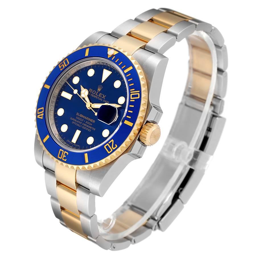 Men's Rolex Submariner Steel Yellow Gold Blue Dial Mens Watch 116613 Box Card