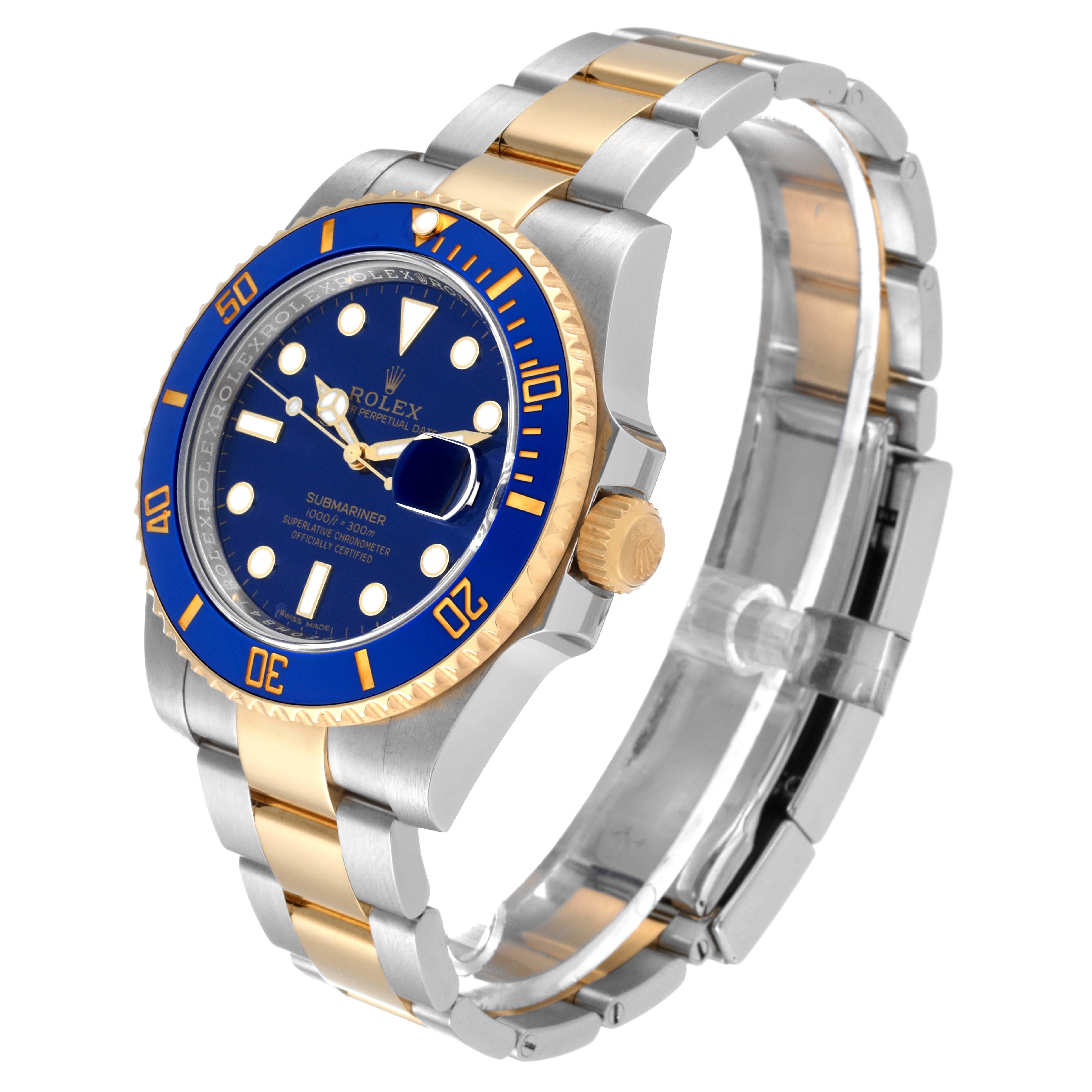 Men's Rolex Submariner Steel Yellow Gold Blue Dial Mens Watch 116613 Box Card
